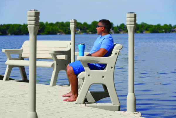 Wave Armor Universal Dock and Outdoor Bench with Molded-in Beverage Holder Lifestyle