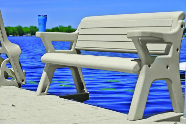 Wave Armor Universal Dock and Outdoor Bench with Molded-in Beverage Holder