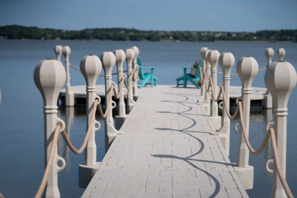 Wave Armor Heritage Dock Post Cover utilizing rope with H-Beam Connection Lifestyle