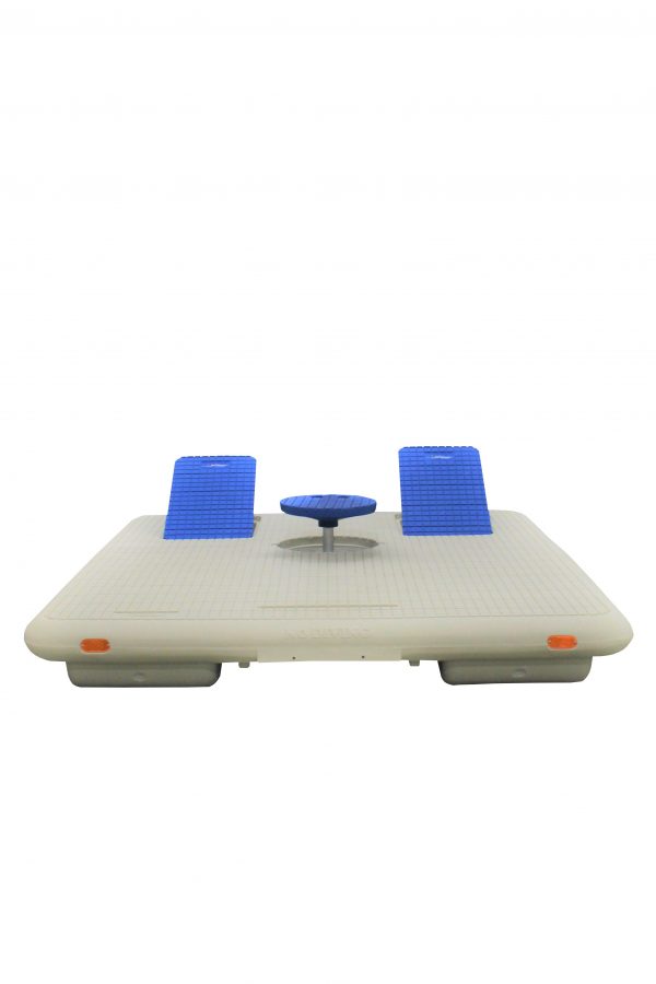 Wave Armor Otter Island Beige Swim Raft with Multi Angle Blue Back Rests and Pop-Up Blue Table