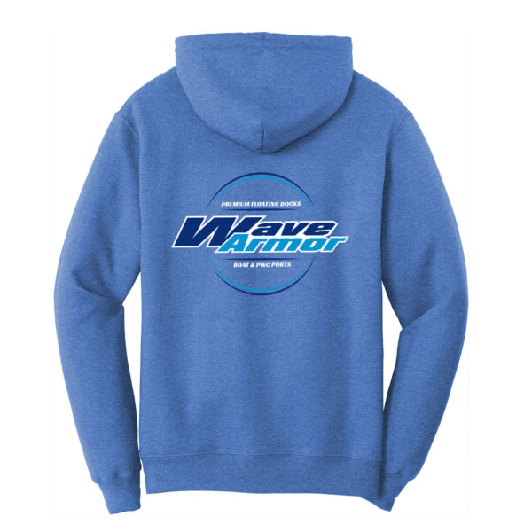 Wave Armor Blue Core Fleece Hoodie Sweatshirt Back View