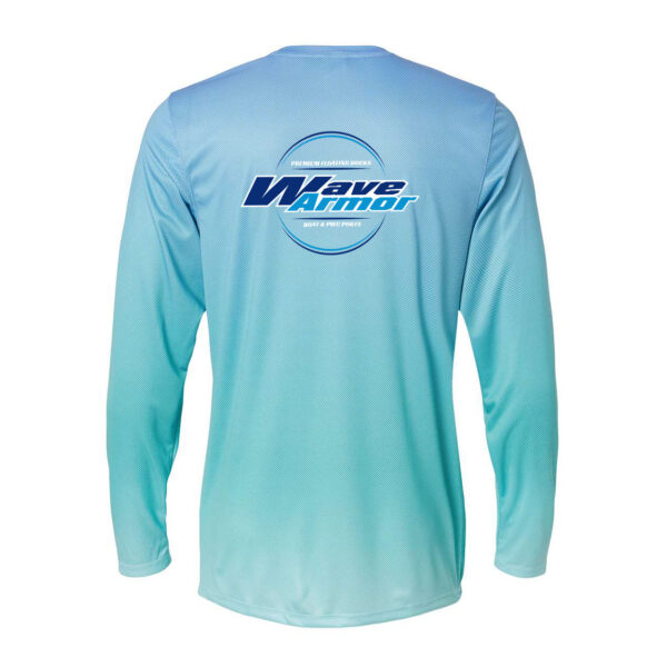 Wave Armor Light Blue Long Sleeve UPF 50+ Protection Anti-Microbial Shirt Back View