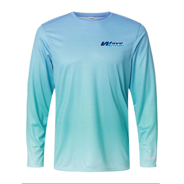 Wave Armor Light Blue Long Sleeve UPF 50+ Protection Anti-Microbial Shirt Front View