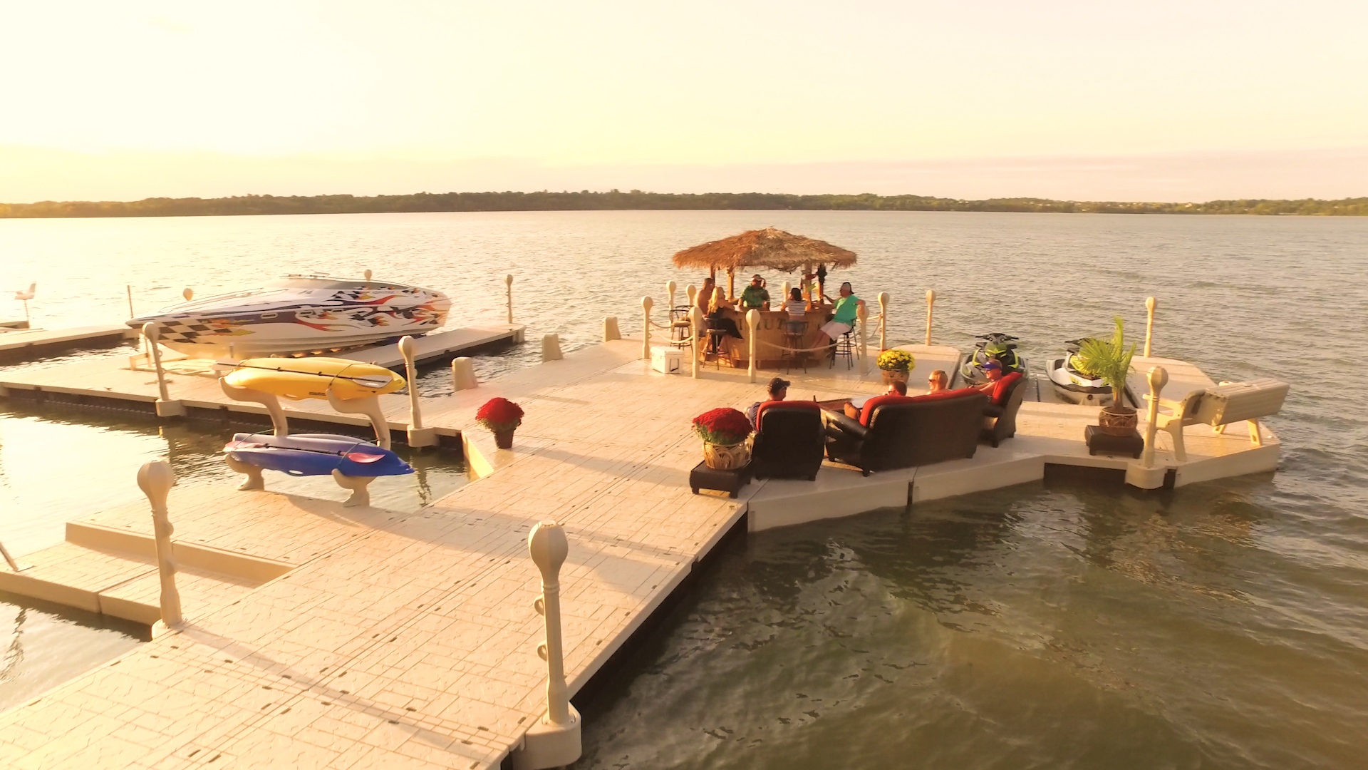 Floating Dock Configuration with Tiki Hut
